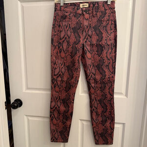 Women's L'AGENCE Pants 25 Pink Snake Print Coated